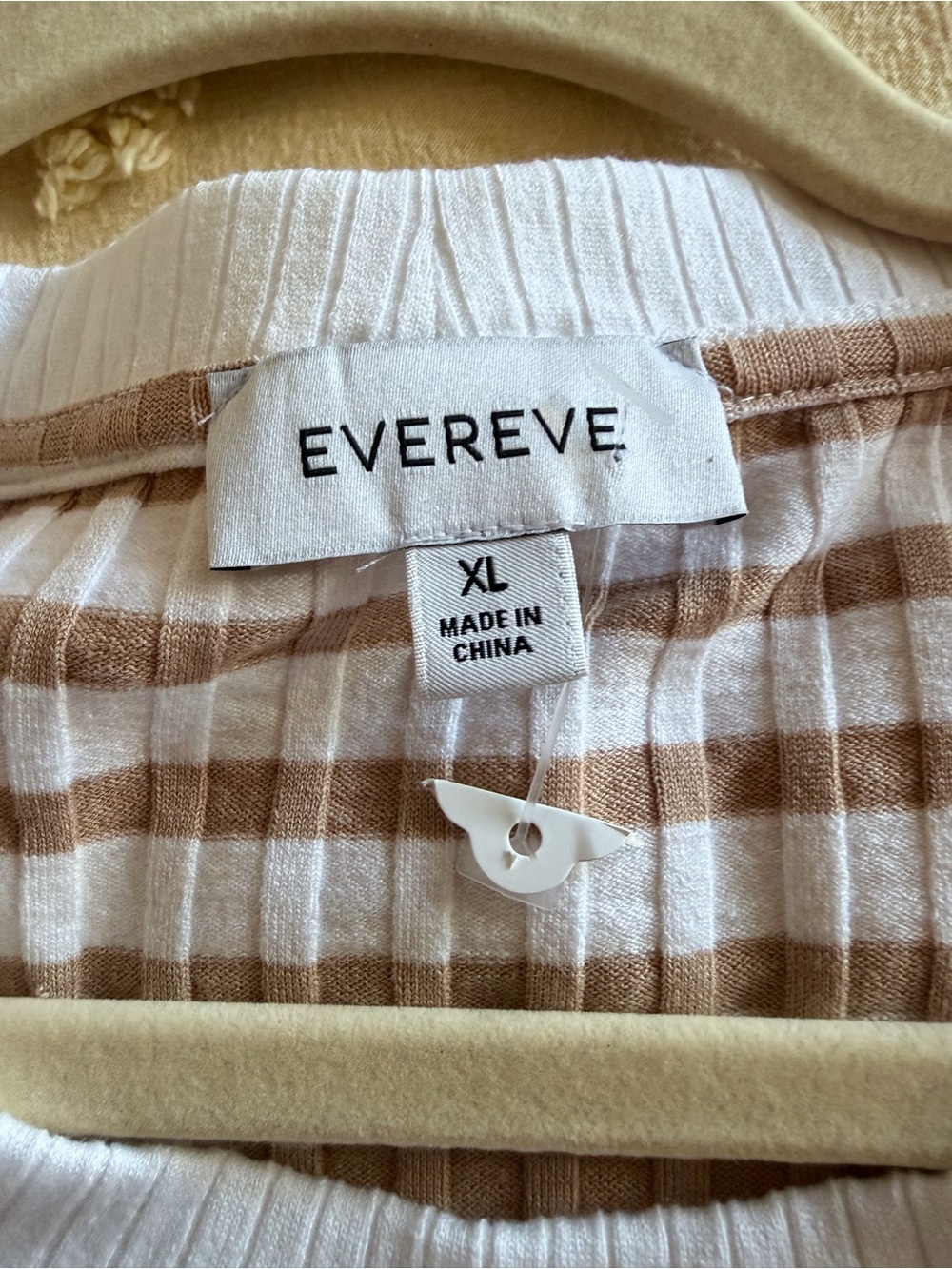 Evereve Brown and White Striped Sleeveless Midi Dress with Waist Tie - Picture 5 of 7